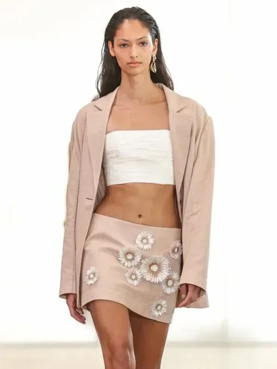 AJE Dorothy Flower Cotton and Linen Mini Skirt SZ 6 - Picture 2 of 12